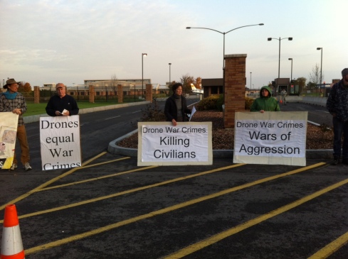 Drone protesters at Hancock